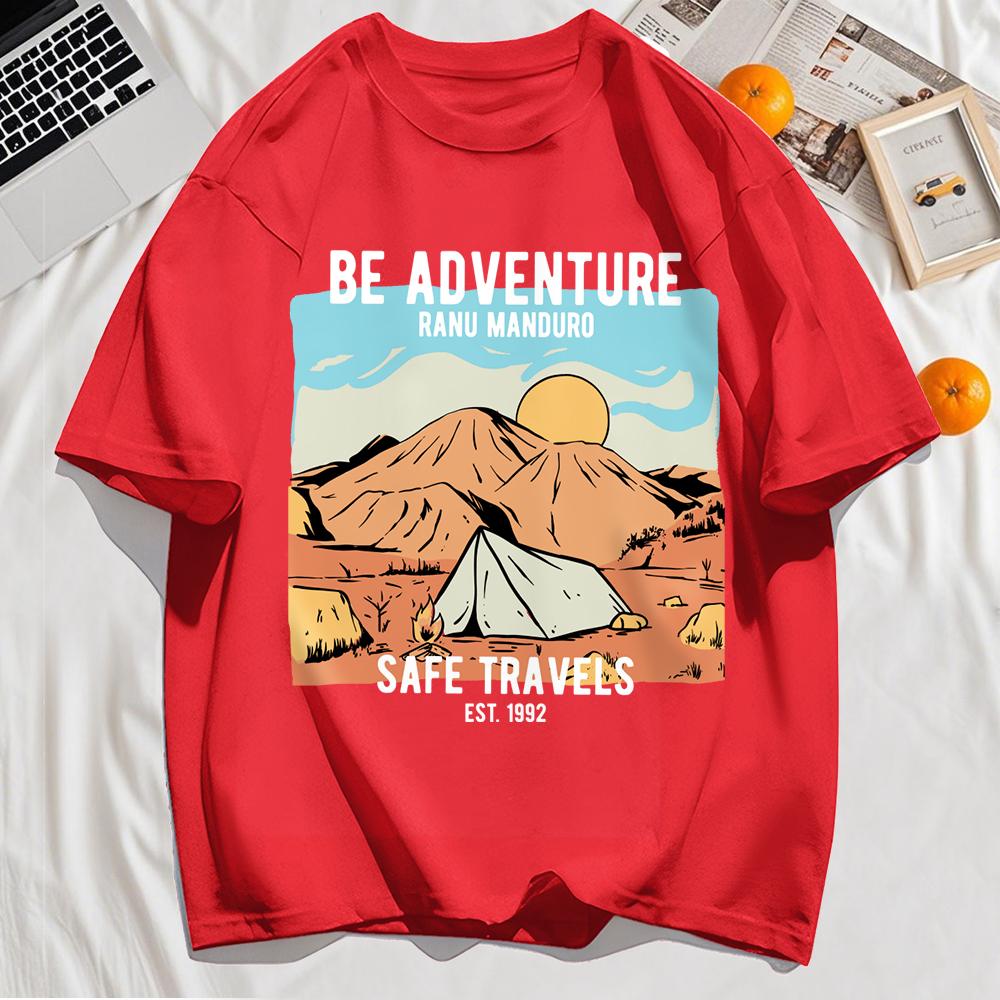 Be Adventure Desert Safe Travels Print Mens T-Shirt Cotton Summer T Shirts Sport Loose Short Sleeve O-Neck Clothes
