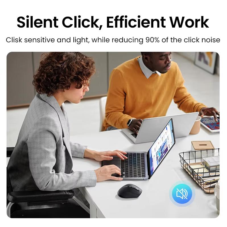 Ugreen Wireless Bluetooth Dual-mode Mouse, Light Tone Office Large Hand Mouse, Dual Wheel Ergonomic Electromagnetic Wheel+lateral Wheel