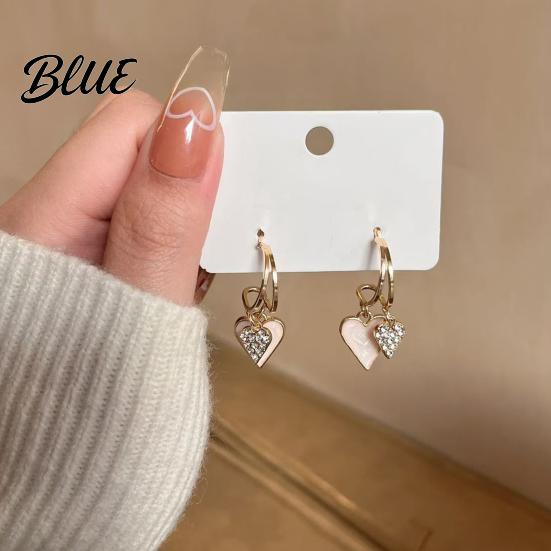 Dangle Earrings Love Heart Women Rhinestone Drop Sparkling Valentine's Day