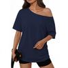 Women's Loose-Fit Off-the-Shoulder Top Short Sleeve Shirt
