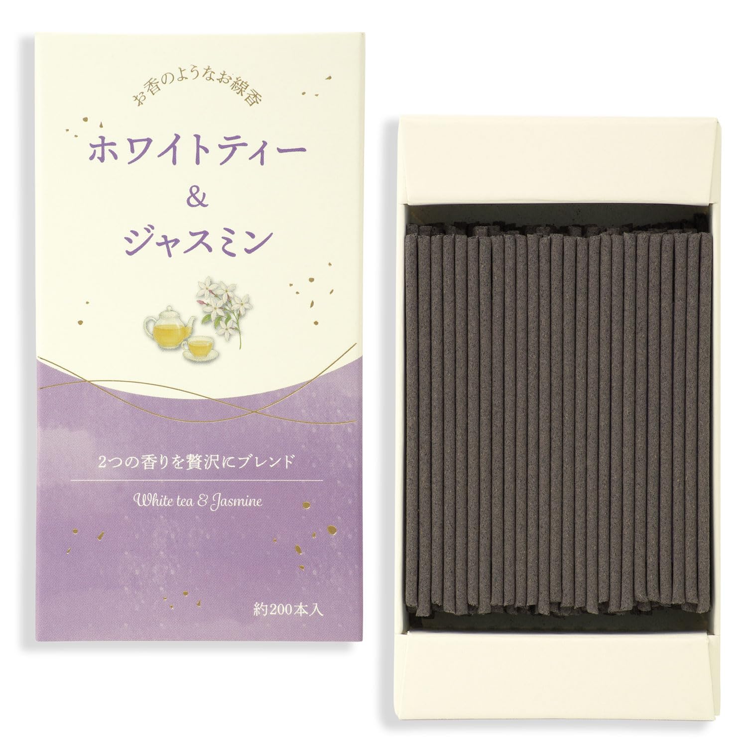 Kameyama Incense Sticks Tea 50g 200 Low (White & Jasmine), Approx. (Approx. sticks), Smoke. фиолетовый