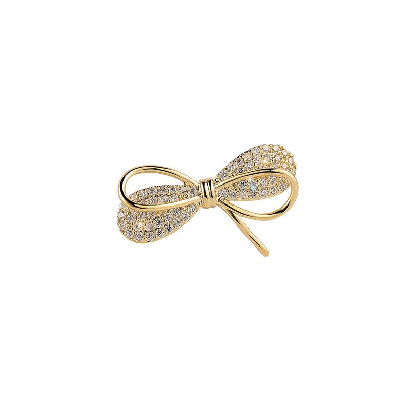 Trendy Zircon Bow Brooch: Fashionable Lapel Pin for a Chic Look with Anti-Exposure Feature