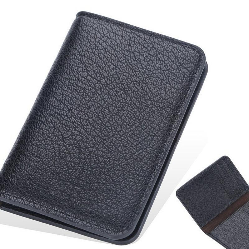 New Men's Card Bag, Simple Multi-card Holder, Striped Soft Leather Open Wallet, Functional Small Bag.