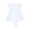 Sweet Wind White Bow Strap Tube Top Women's Summer French Ruffle Edge Chic Waist Slim Top