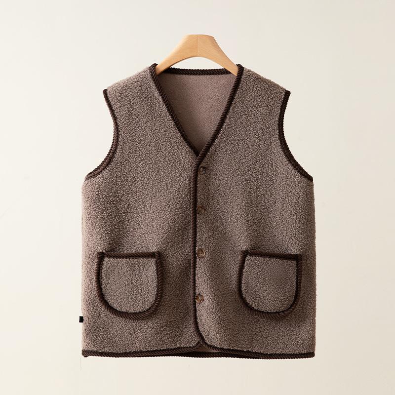 Lamb Fleece Vest Vest Women's Plus Size Plus Velvet Outer Wear Autumn and Winter Fashion Vest Outer Wear