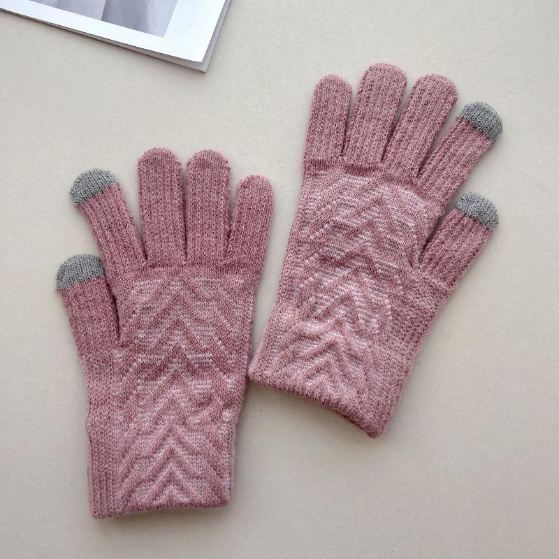 Neue Handschuhe Damen Winter Gestrickt Samt Jacquard Paar Warm Mode Winterhandschuhe