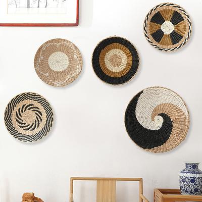 בית קש ארוג צלחת סל קיר תליית קיר דקור Boho