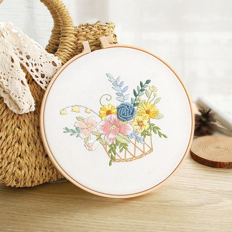 Beginner DIY Embroidery Kit: Su & Xiang Patterns Cross Stitch with French Techniques
