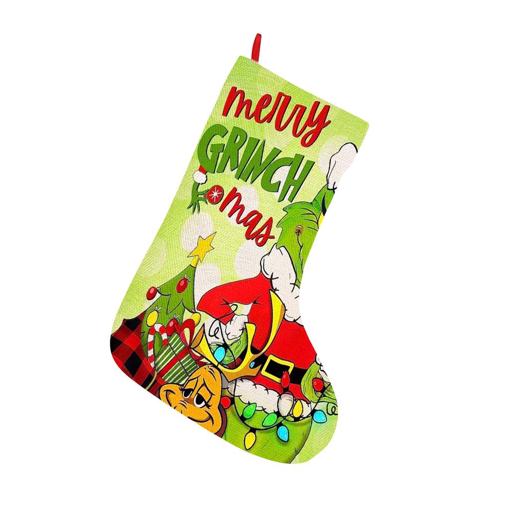 Christmas Stocking, Large Green Christmas Stockings Christmas Decorations For Family Holiday Party Decor