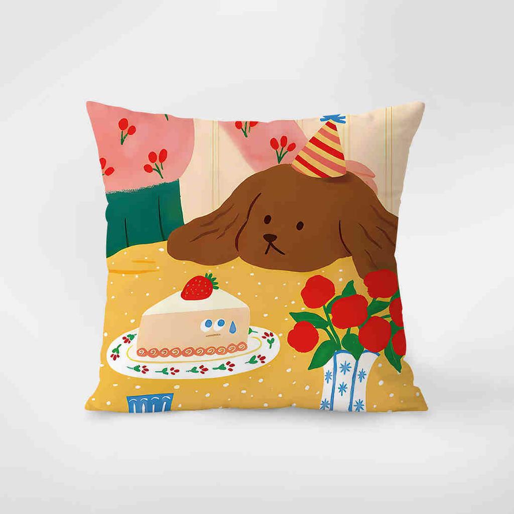 Dopamine Cute Cartoon Simple Pillow Sofa Living Room Model Room Waist Pillow Case Back Pillow Cushion