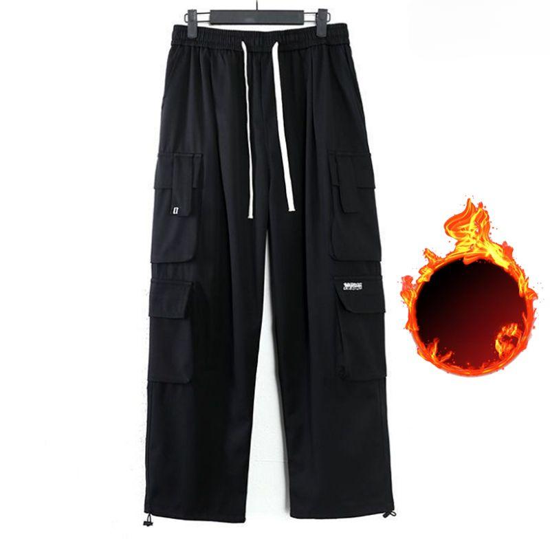 Warme Herrenhose aus Plüsch und dickem, geradem Schlauch für Herbst und Winter mit mehreren Taschen
