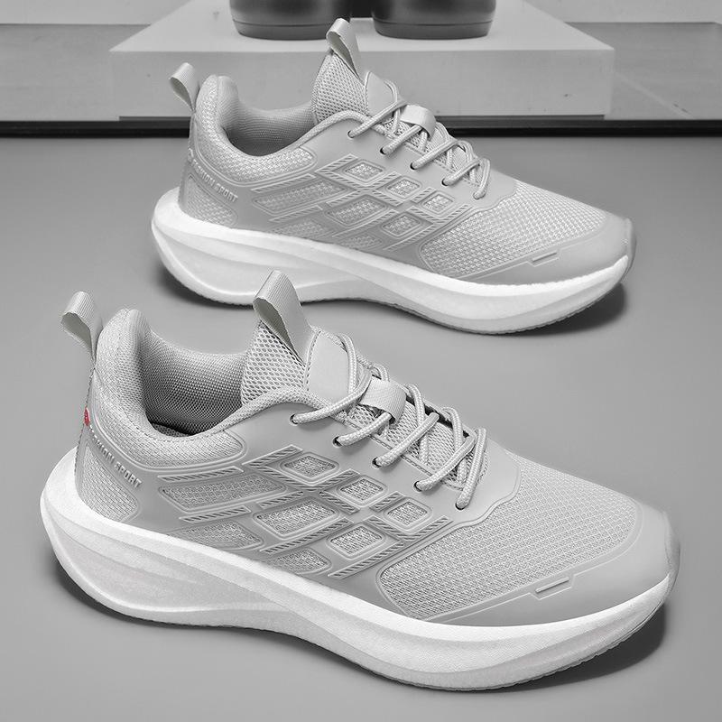 

Sports men s shoes spring and autumn new fly-woven breathable comfortable running shoes men s youth thick-soled heightening non-slip wear-resistant 44 серый