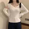 Pure Desire Style Semi-open-neck Knitted Sweater for Women's Autumn Slimming Design, A Niche Base Layer Top