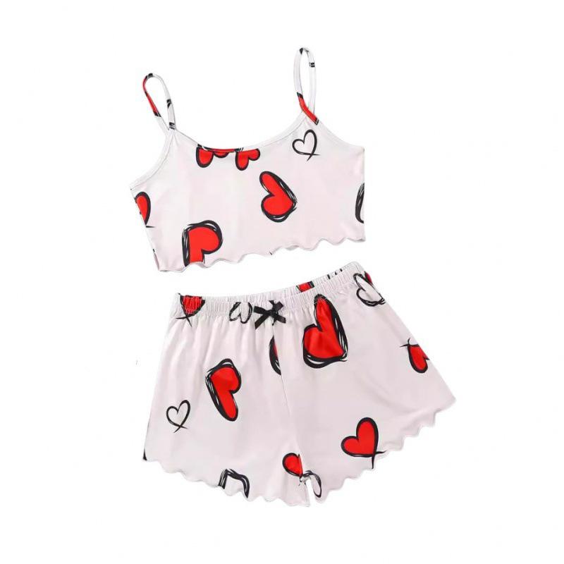 European and American Sleeveless Tank Top & Shorts Two-Piece Pajama Set for Women
