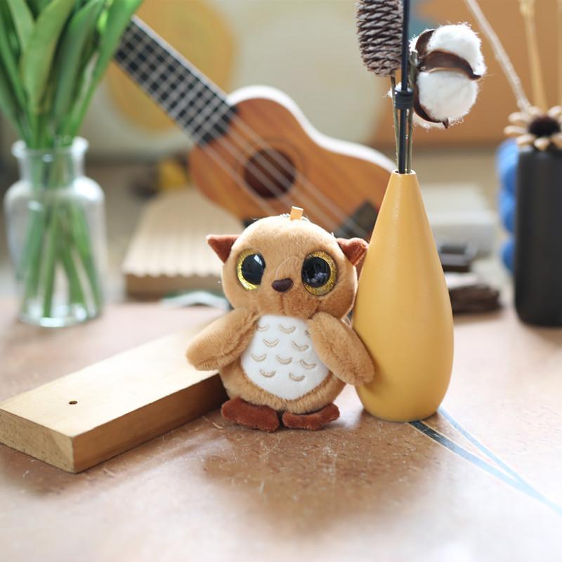 Plush Animal Owl Keychain Cute Cartoon Super Soft Short Pile Children Bag Doll
