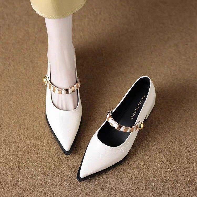 Women's Versatile Fashion Single Shoes High Heels 2025 New Pointed French Beautiful Mary Skirt Temperament
