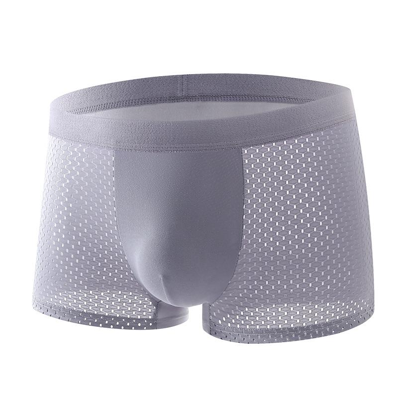 Men's Mid-Rise Ice Silk Mesh Boxer Briefs with Wide Elastic Waistband