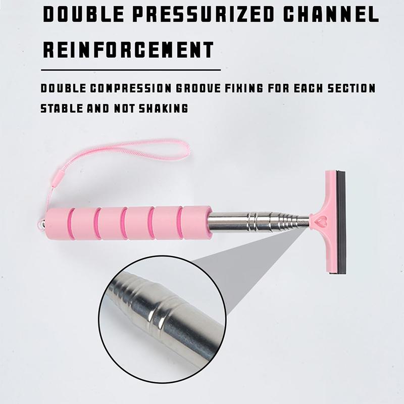Car Rearview Mirror Wiper Stainless Steel Telescopic Retractable Layered Brush Head Window Wash Cleaning Brush Handheld Wiper