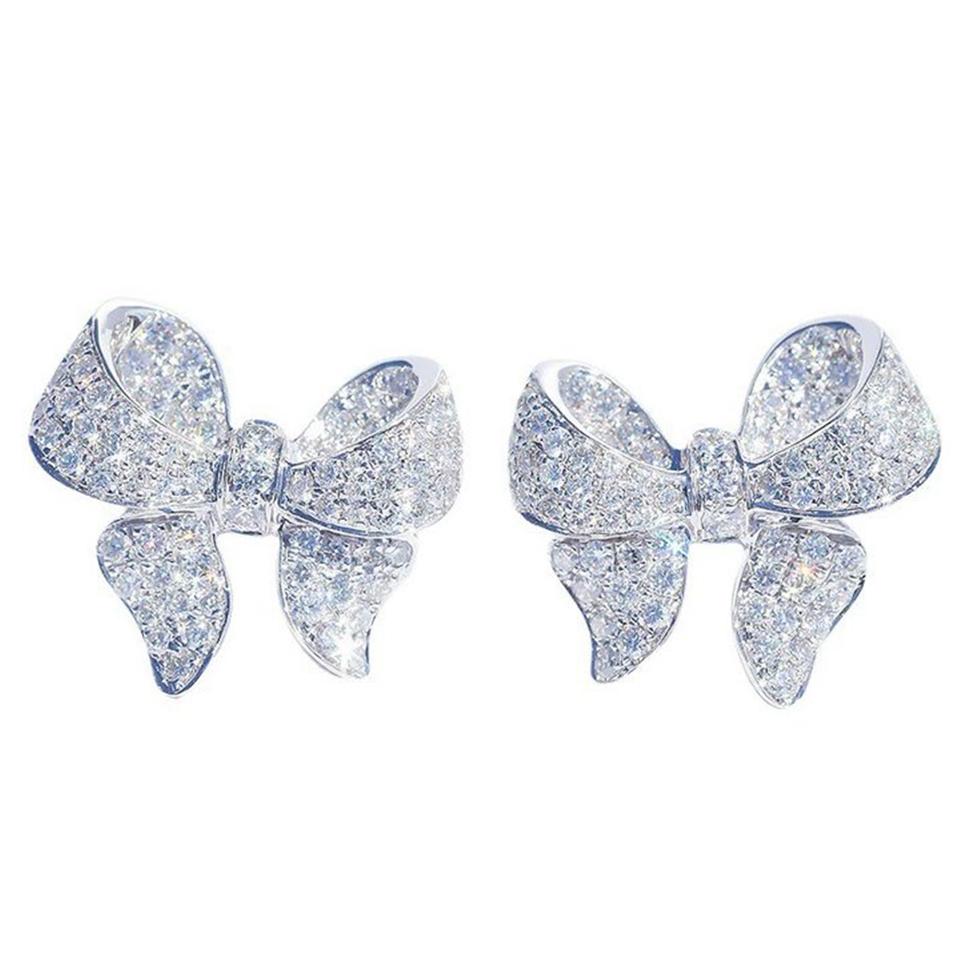 ZAKOL Romantic Bowknot Women Stud Earrings Full Paved Shiny Crystal Zircon Delicate Accessories Fashion Earring Zircon