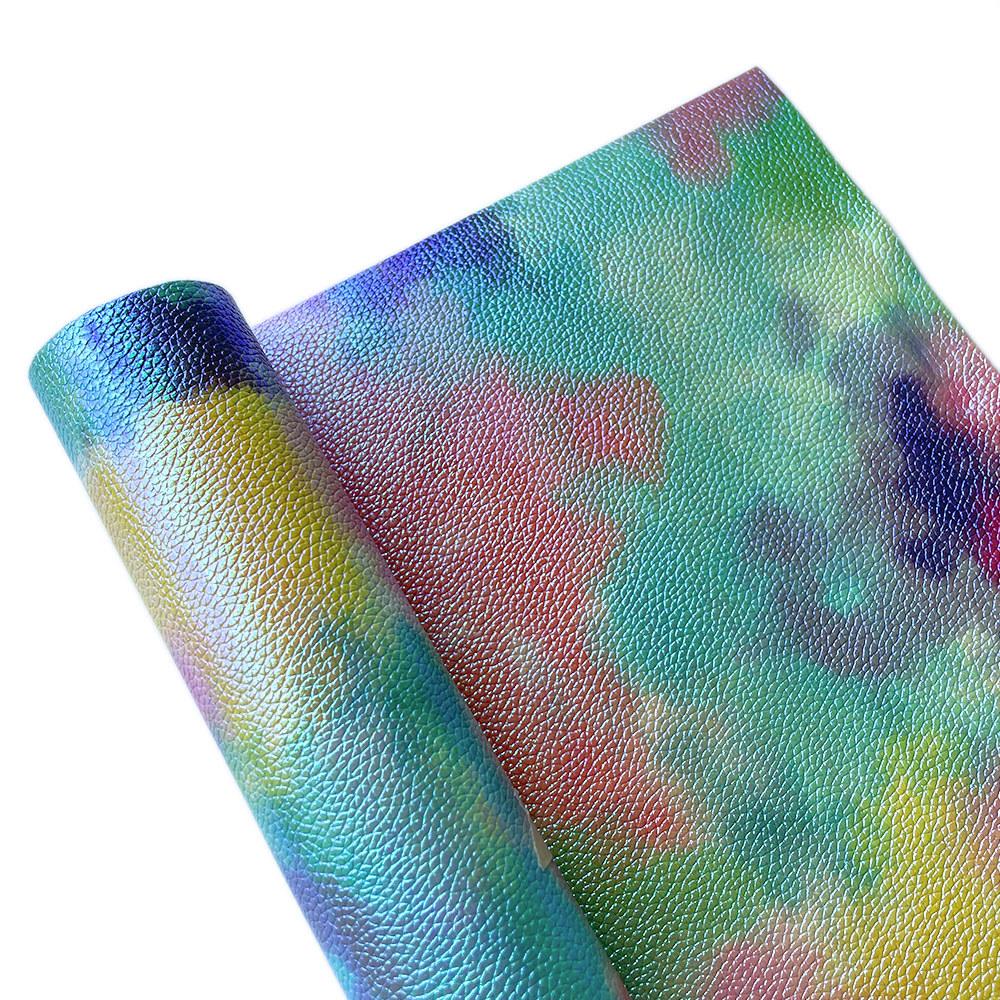 Rosy clouds Tie-dye PU Leather Fabric Waterproof Shiny Faux Leathers for DIY Gift Craft Sewing Hair Bow Earring Making Material