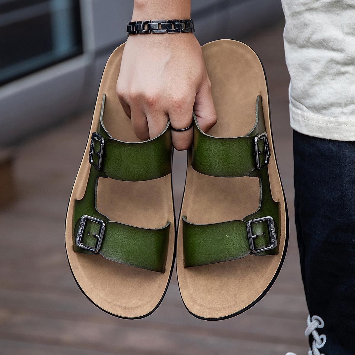 

Men s Trendy Non-Slip Massage Sandals - Breathable, Dual-Use Casual Summer Slippers. 46 армія зелений колір