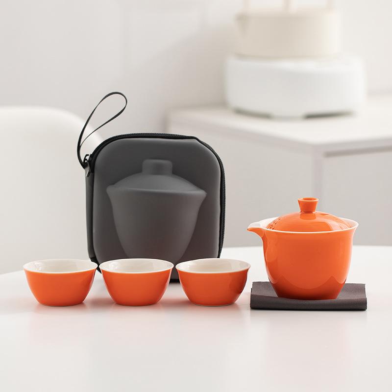Portable Travel Kung Fu Tea Set Coarse Amoy Road Treasure Small Set Outdoor Business One Pot Three Cups