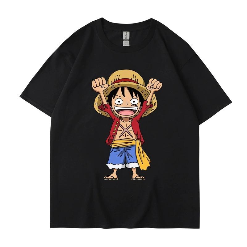 

Аниме ONE PIECE Футболка ЛУФФИ Летняя с коротким рукавом Мультяшная футболка Фитнес Топы XS чёрный