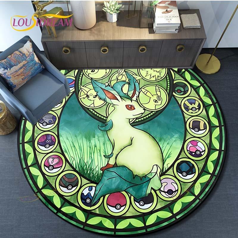 Cartoon Pokemon Round Carpet Fashion Cartoon Pictures Printed Round Area Rugs Parlor Bedroom Floor Mat Anti-slip  Area Rug  Rugs