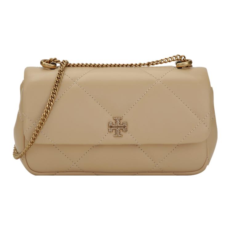 

Tory Burch Kira Logo Magnetic Closure Leather Crossbody Shoulder Bag Mini Women bags Beige 161913-700 Basic Set (Bag+Dust Bag)