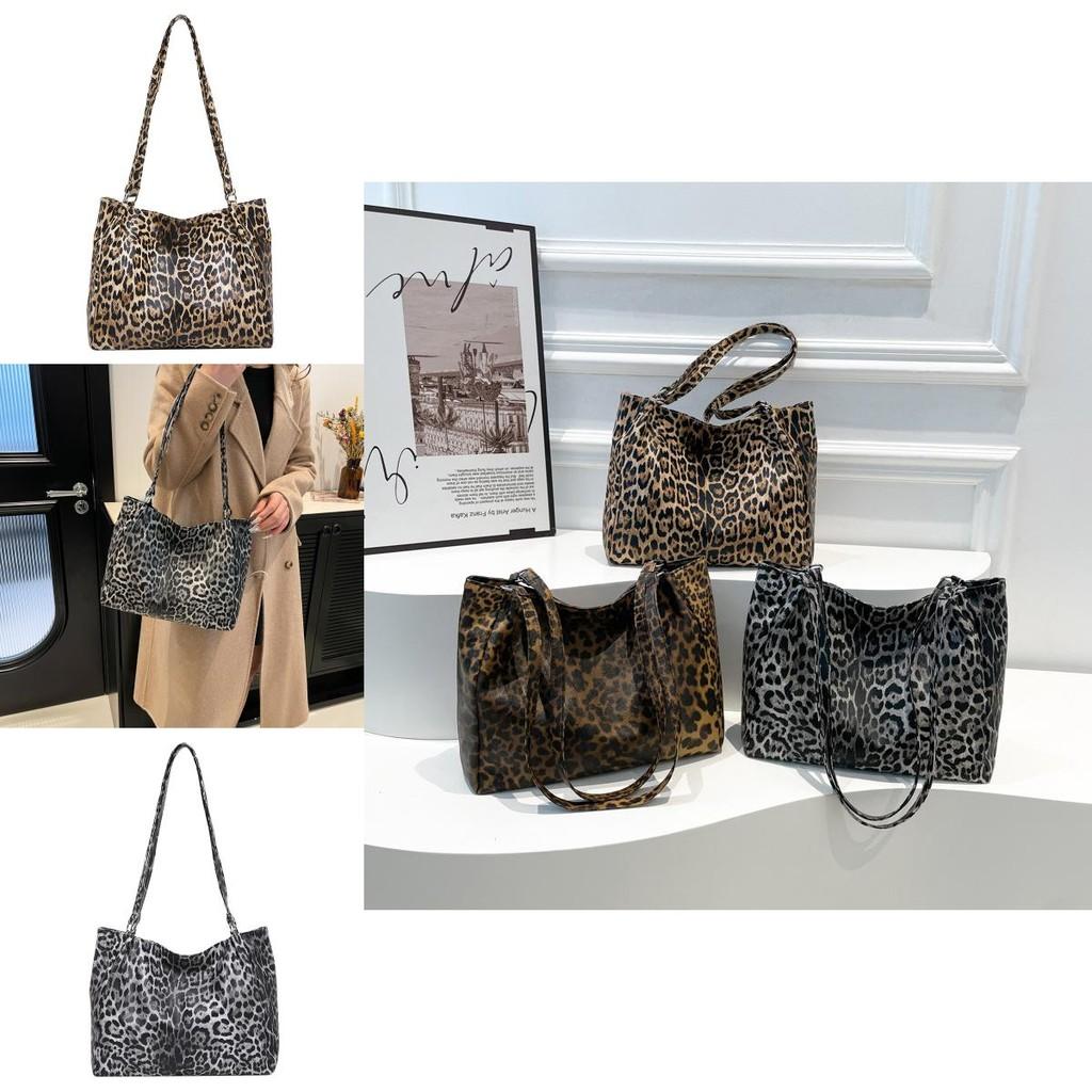 Fashionable Leopard Print Tote Bag For Women Stylish Large Capacity Pu Shoulder Bag