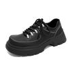 New Black Platform Business Shoes Men's Thick Soled Leather Shoes For Men British Style