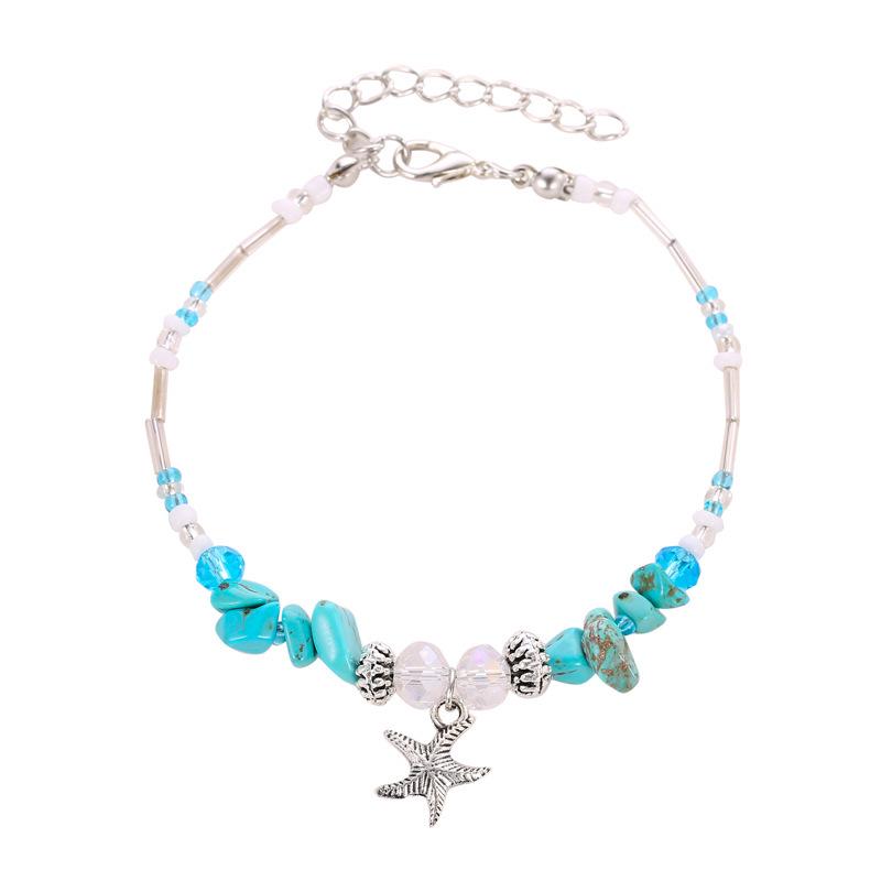 Bohemian Starfish Bracelet and Seashell Anklet Set - Ocean Beach Jewelry Collection