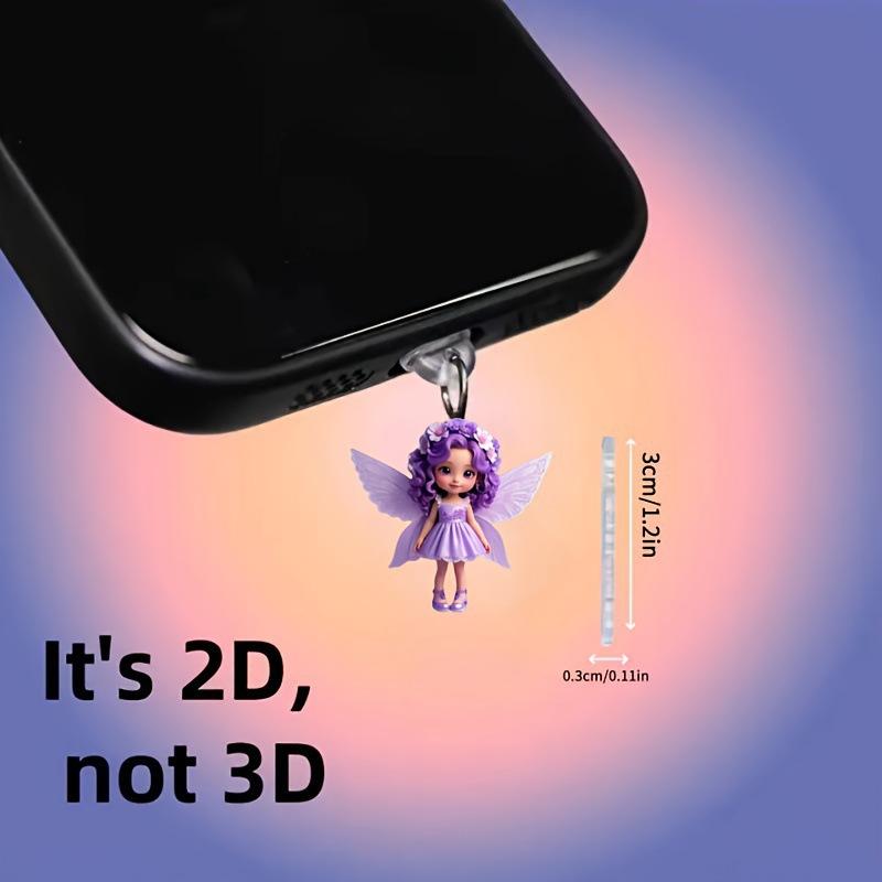 

2 шт. Аксессуары для DIY для телефона Интерфейс Type-C Заглушка от пыли Подвесное украшение 2D Плоский акрил Ангел Фея Кот Заглушка от пыли для телефона