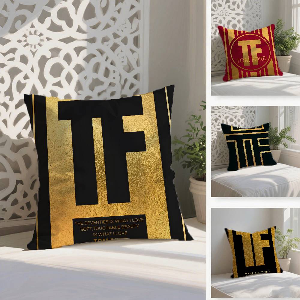 Beliebte T-Tom F-Ford Luxusgüter Kissenbezug Hausstaubmilbenabweisender Kissenbezug Verdeckter Reißverschluss Seidiger Kurzplüsch Sofa Kissenbezug