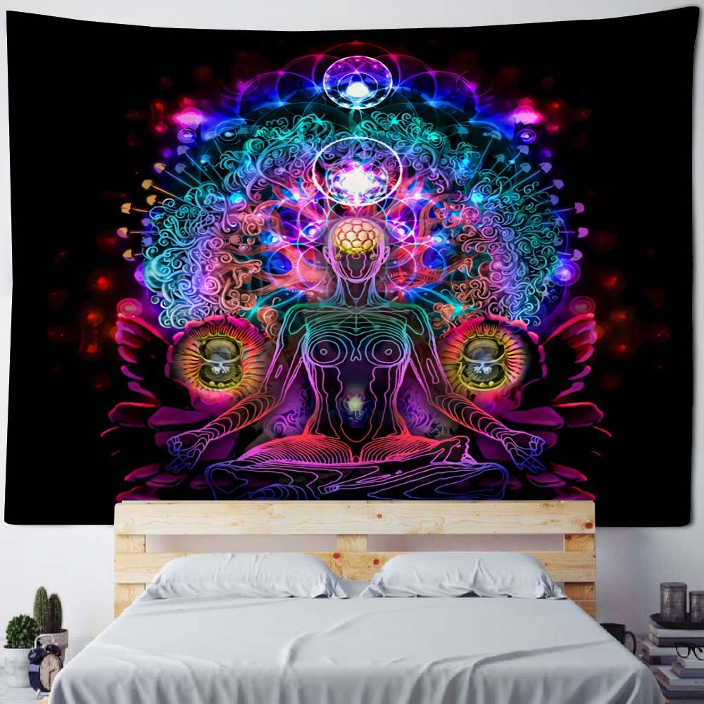 Tapestry wall hanging, yoga background cloth, meditation, chakra, art decoration, dormitory bedroom living room, home decoration