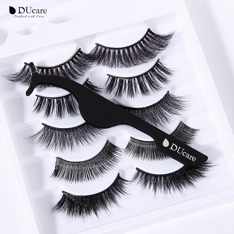 DUcare 5 Pairs Natural False Eyelashes Thick Makeups 5D Mink Lashes Soft Eyelash Extension Fake Eyelash Long Mink Eyelashes