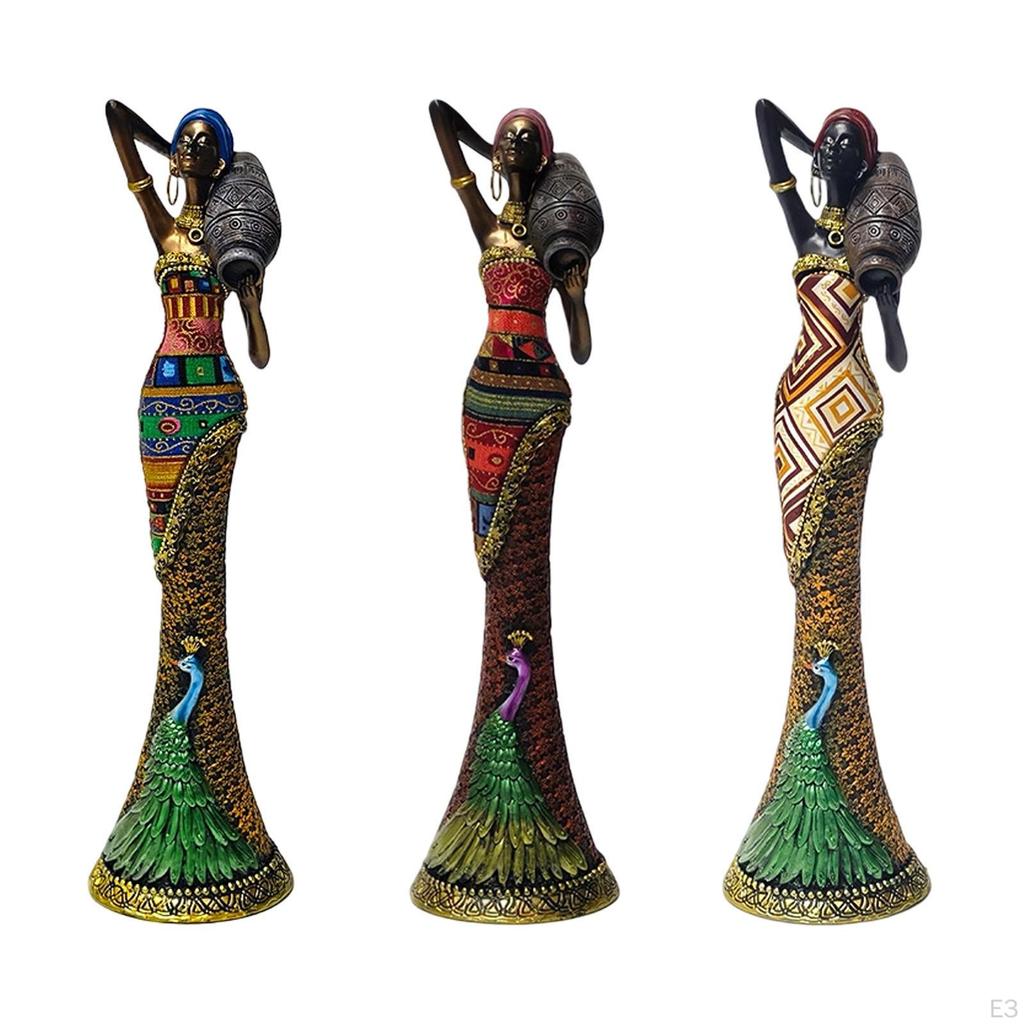 African Figurine Handmade Modern Statues and Sculptures Unique Women Statue for Office Shelf