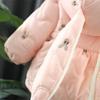 Winter Cartoon Rabbit Long Sleeved Baby Girl Coat Pink Thick Warm Children's