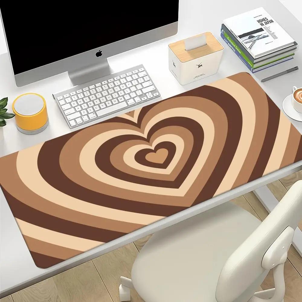 Coffee Love Heart Gaming Accessories Laptop Mousepad Rubber Antiskid Keyboard Mat Computer Offices Game Desk Mat Pink Mousepad
