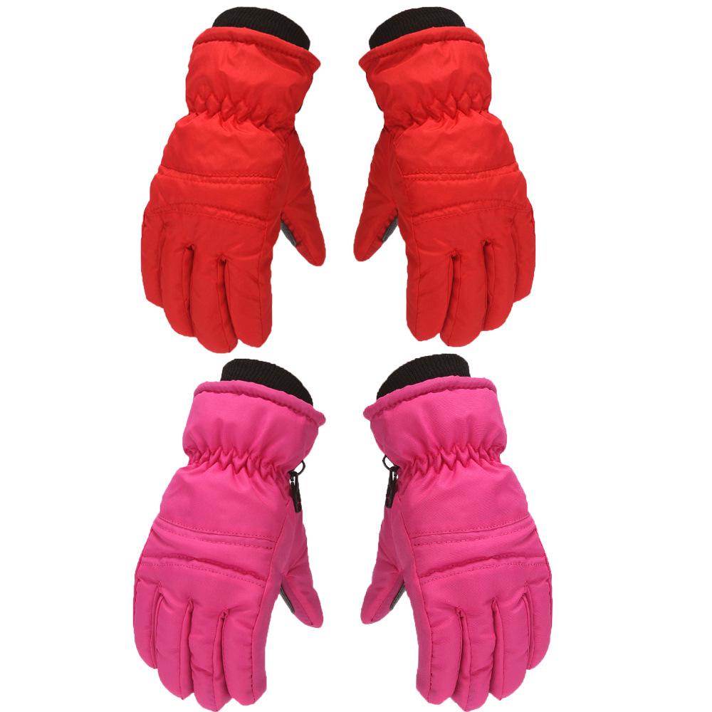 

Дитячі вітрозахисні зимові лижні рукавички, товсті, нековзкі, для захисту від холоду на відкритому повітрі, для катання на велосипеді, 2 пари червоний/фуксія