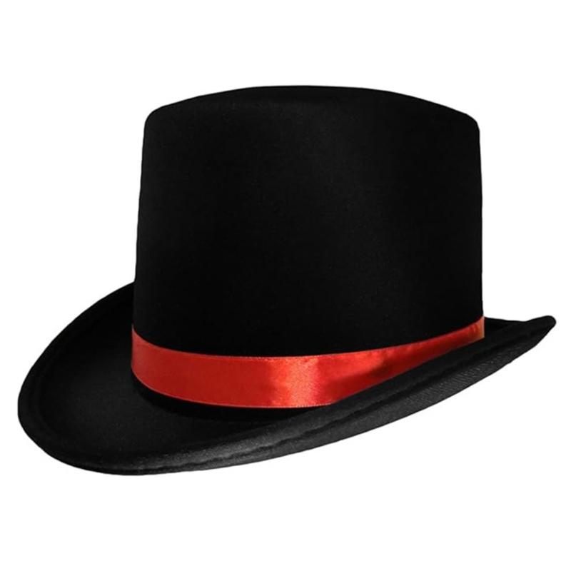 

Класичний Федора з Пласким Козирком, Капелюх з Декоративною Стрічкою для Модного Вбрання, Повсякденний Одяг, Капелюх Мага для Повсякденних Випадків 1 червоний