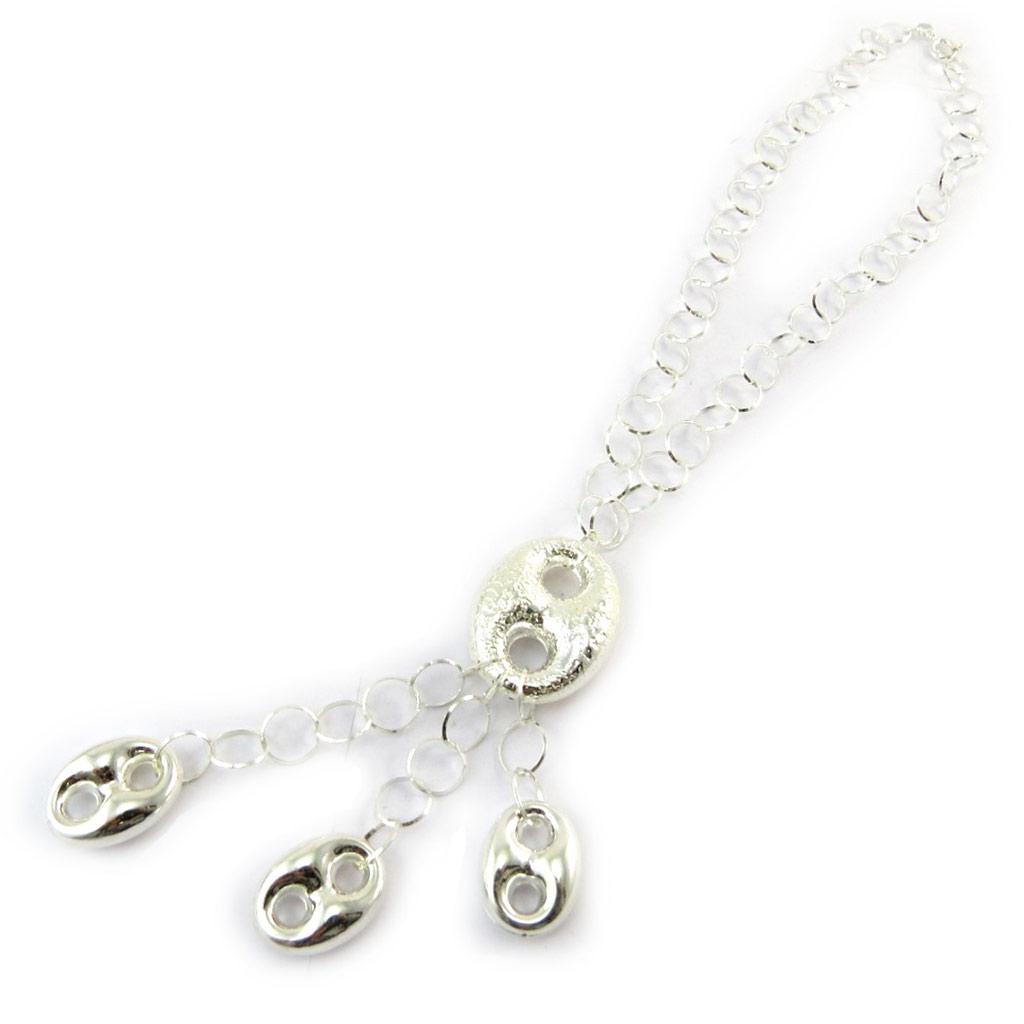 Les Trésors De Lily [N5074] - Collier Argent 'Grain de Café' (martelé) - 110x27 mm