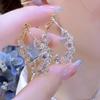 Super Sparkling Crystal Golden Earrings for Women Personalized Exquisite Daily Accessories Party Jewelry Birthday Gifts