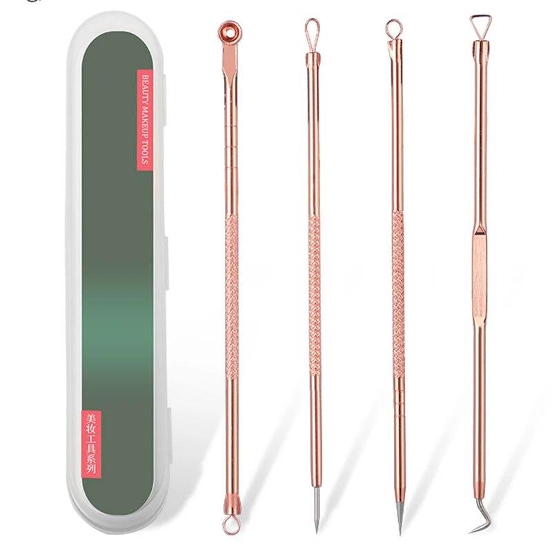 4ks Nerezová ocel Sada na odstranění černých teček po akné Jehly na odstranění skvrn na akné Pomůcky na čištění obličeje