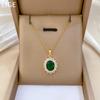 Egg-Shaped Emerald Full Diamond Light Luxury Temperament Gorgeous Full Diamond Necklace Female Versatile Collarbone Chain Titanium Steel