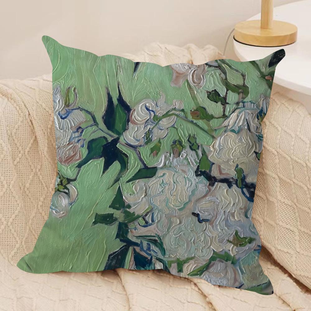 Van Gogh Original Print Cushion Cover Silky Short Plush Invisible Zipper Dustproof Sofa Pillow Case For Home Decor