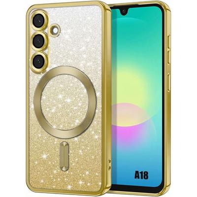 Case for Samsung Galaxy A18 4G/5G, Soft Silicone with Magnetic Ring - Glittering Gold