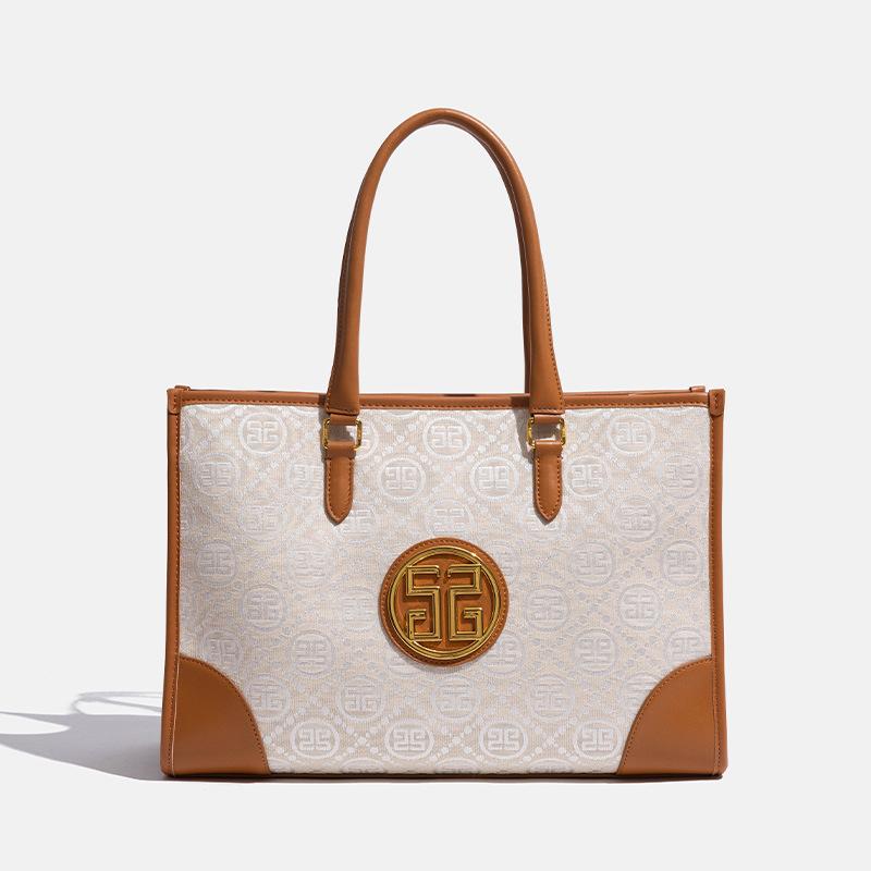 

Женская сумка для поездок на работу, вышитая хлопком и льном большая сумка-тоут, простая и повседневная сумка для мамы большой вместимости