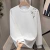 Threaded Cuffs Long Sleeves Trendy Brand Pure Cotton Men'S Bottom Shirt T-Shirt Trendy Crew Neck Men'S And Women'S Versatile Top