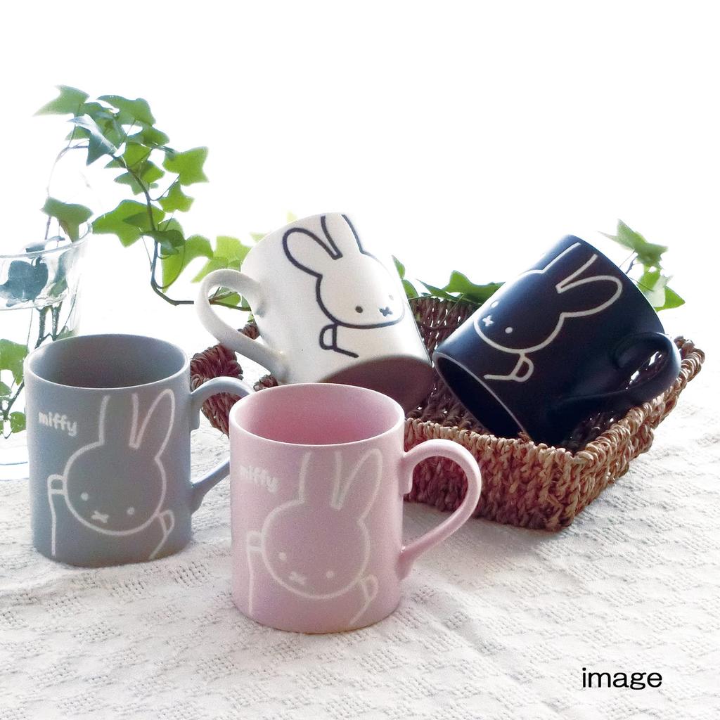 Kanesho Pottery Dick Bruna Miffy Made in 406132 (Kaneshotouki) "Miffy" Water-Repellent Mug, Approx. 260ml, Friend, Black, Japan,